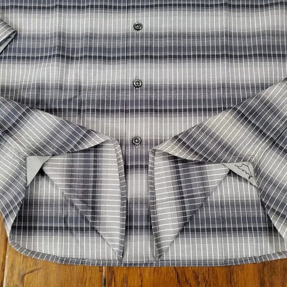 Tommy Bahama Men's Big & Tall 3XLT Fog Grey Lazlo Ombre Stripe Silk Blend Shirt - Picture 6 of 9